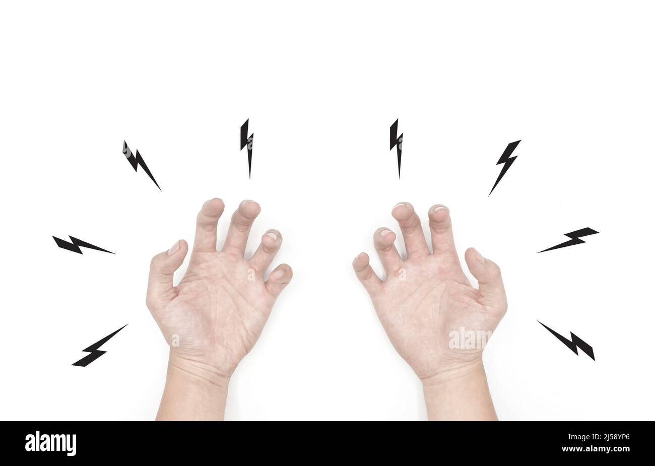 Tingling and numbness in fingers of Asian man with diabetes. Finger sensation problems. Hand