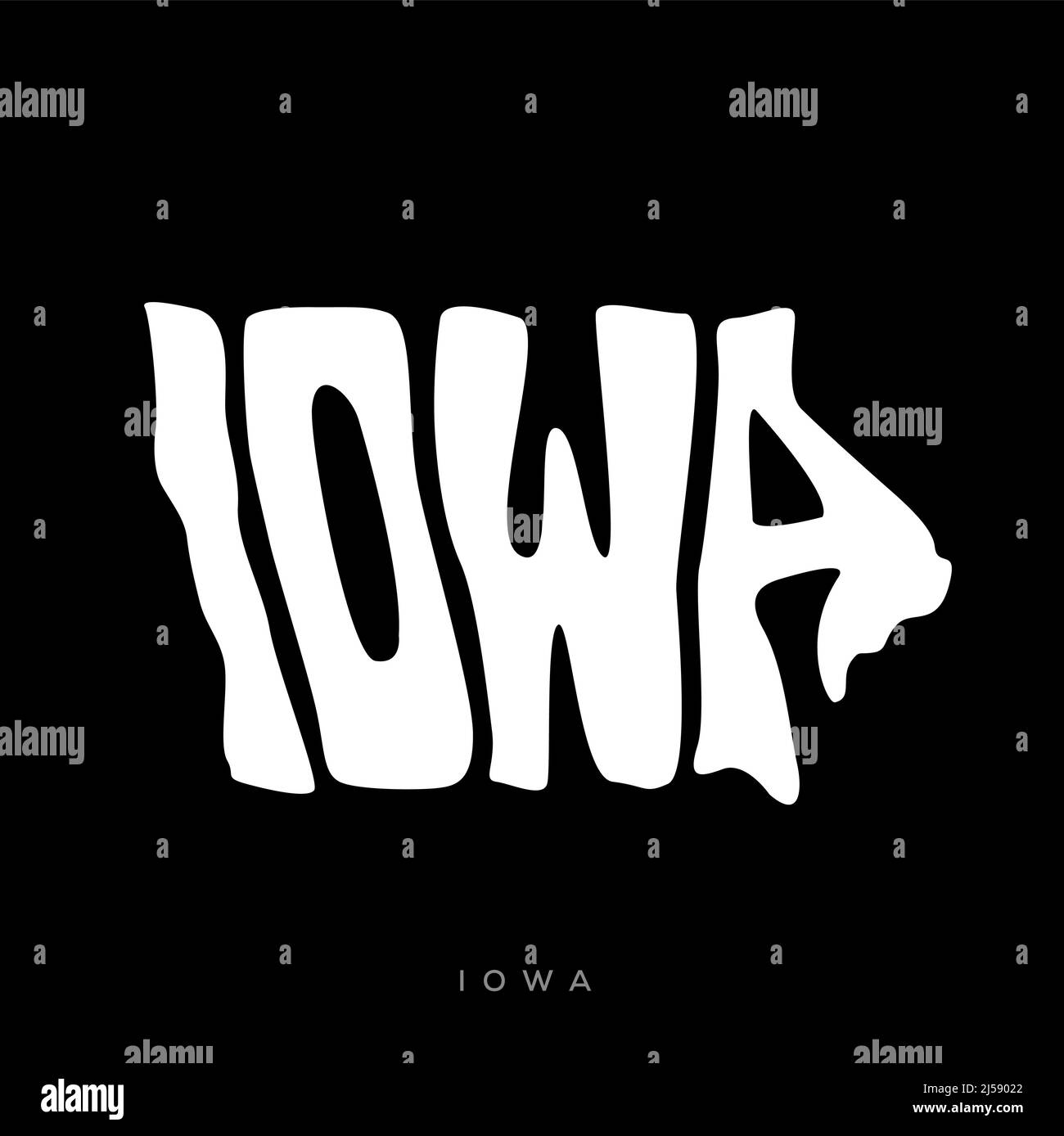 Iowa map typography. Iowa state map typography. Iowa lettering. Stock Vector