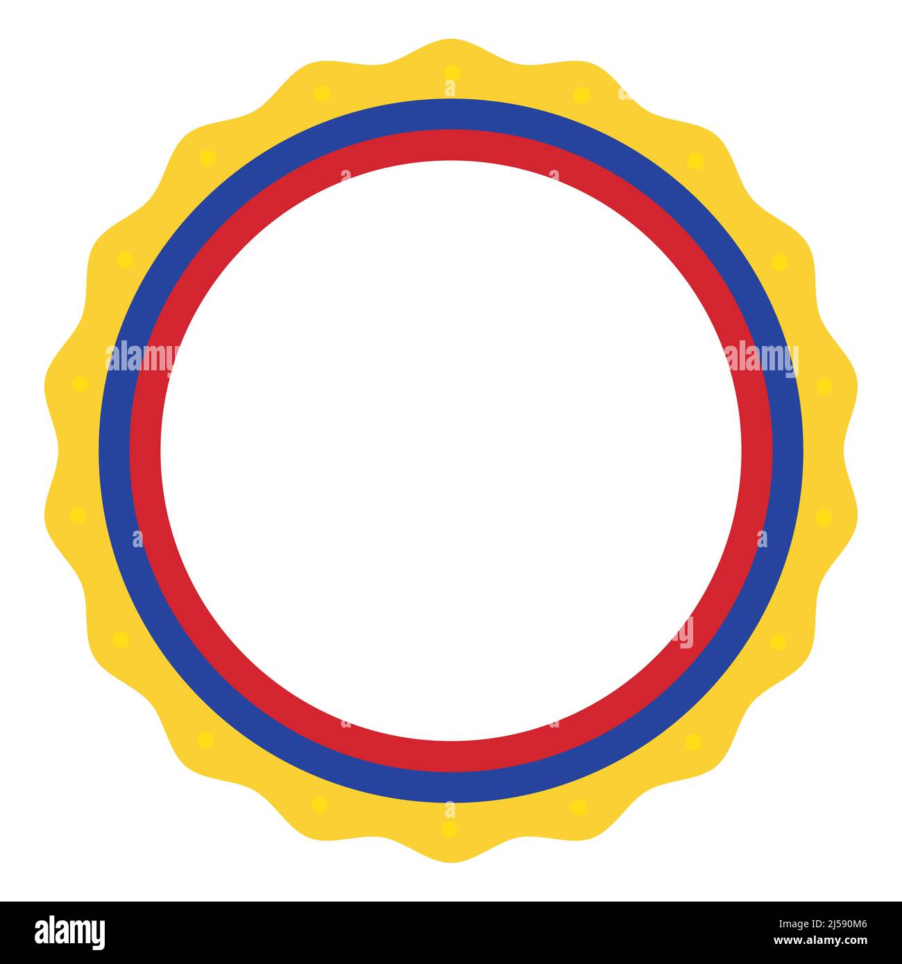Circular frame with three stripes with the emblematic Colombian flag