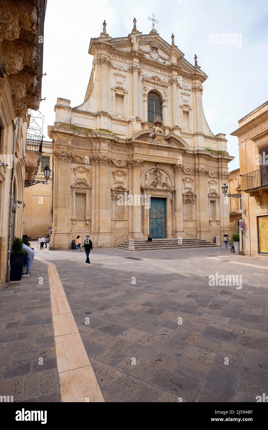 The Church of St. Irene was built by the project of Francesco Grimaldi, from 1591 to 1639. Lecce, Apulia, Italy. Stock Photo