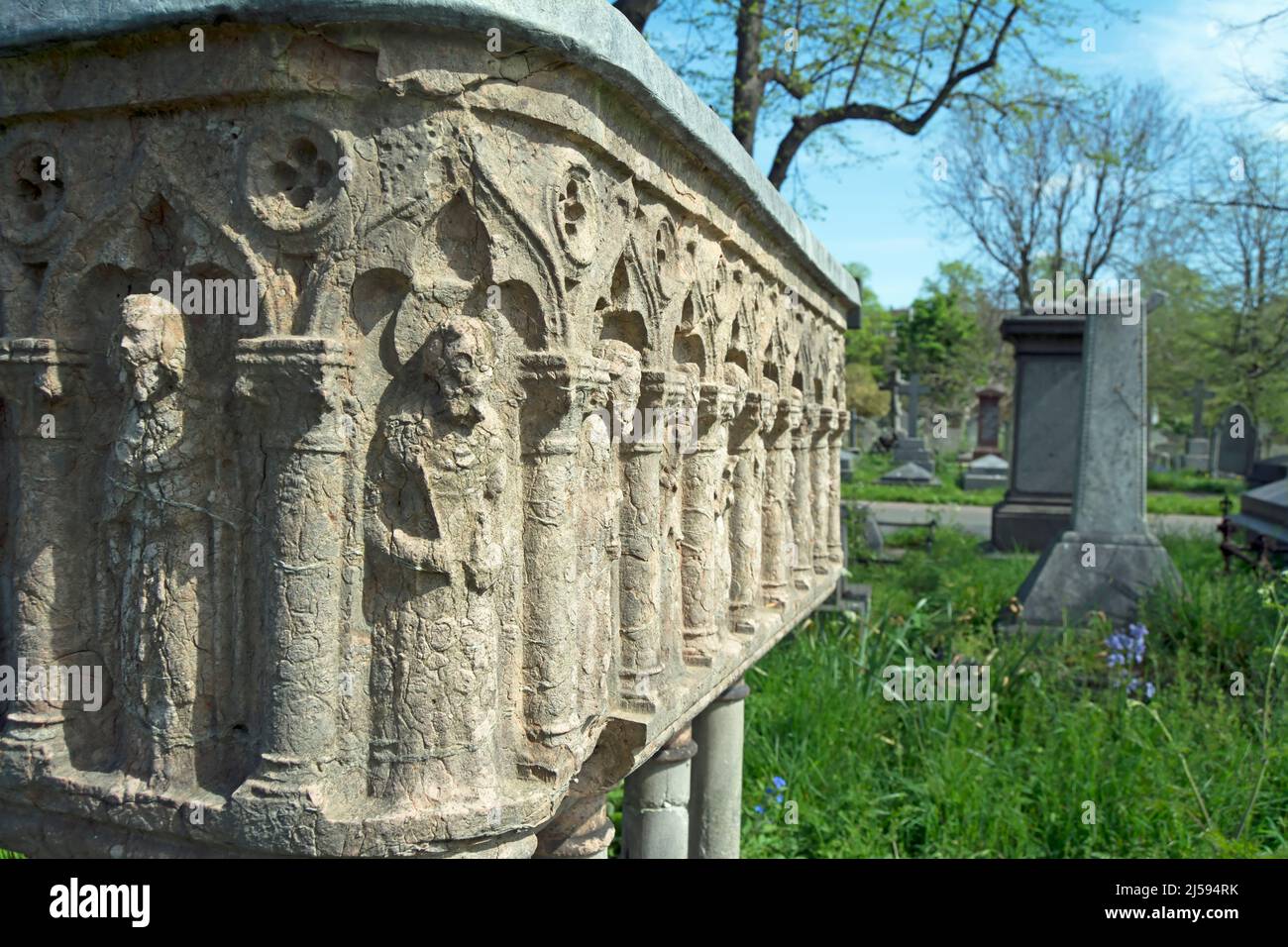 the tomb chest of pre-raphaelite artist and writer, valentine prinsep, brompton cemetery, london, england Stock Photo