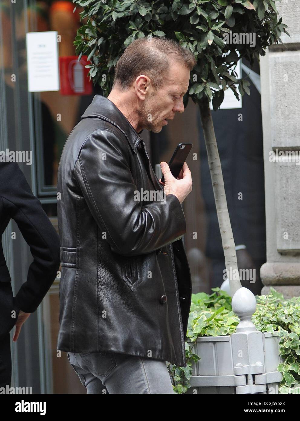 Milan, . 21st Apr, 2022. Milan, 21-04-2022 Rocco Siffredi after having  lunch with his wife ROSA CARACCIOLO at the "Salumaio di Montenapoleone"  takes a walk along the streets of the quadrilateral, then