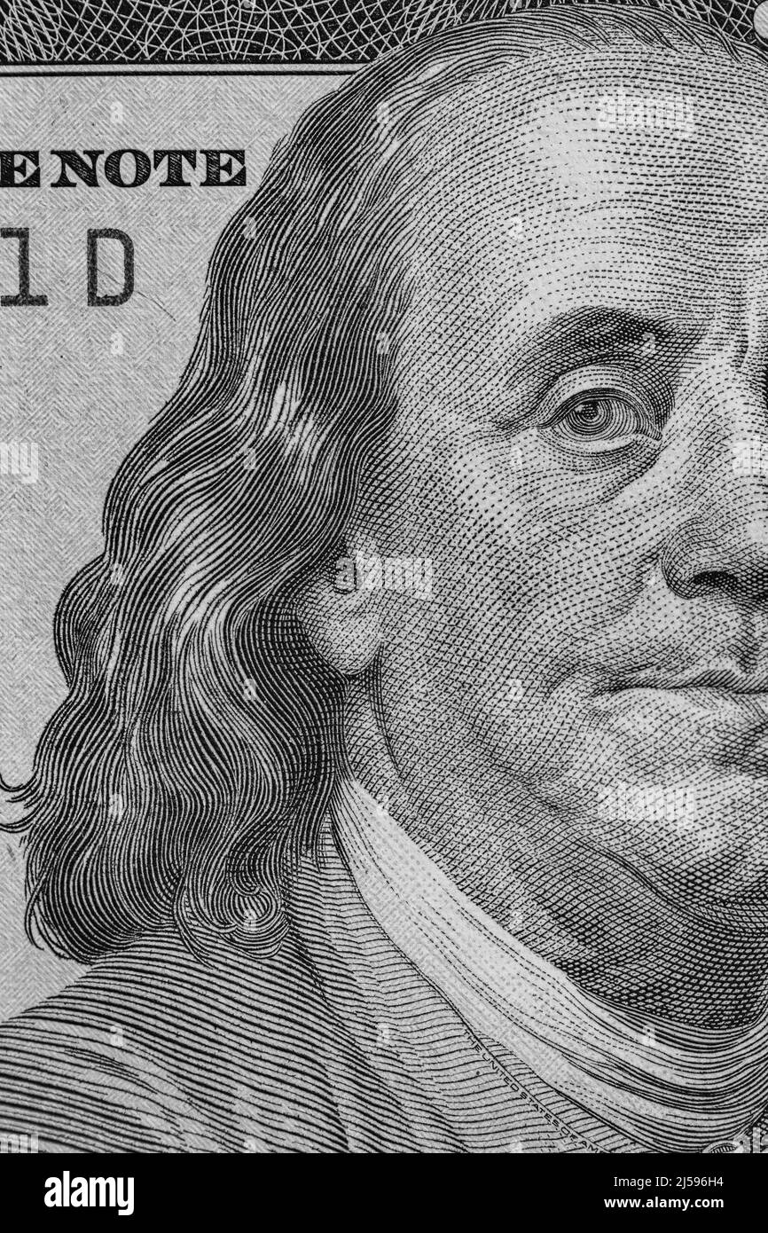100 dollar bill benjamin franklin Black and White Stock Photos & Images