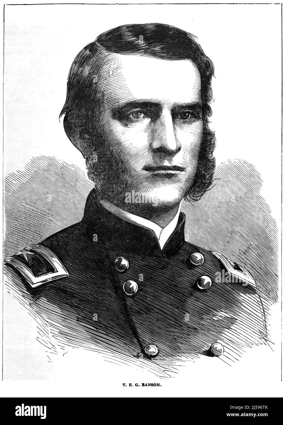 Portrait of Thomas Edwin Greenfield Ransom, Union Army Brigadier General in the American Civil War. 19th century illustration Stock Photo