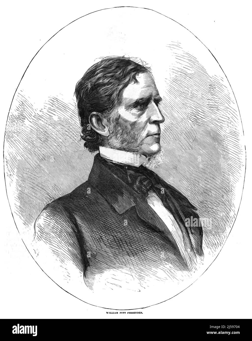 Portrait of William Pitt Fessenden, Secretary of the Treasury during the American Civil War. 19th century illustration Stock Photo