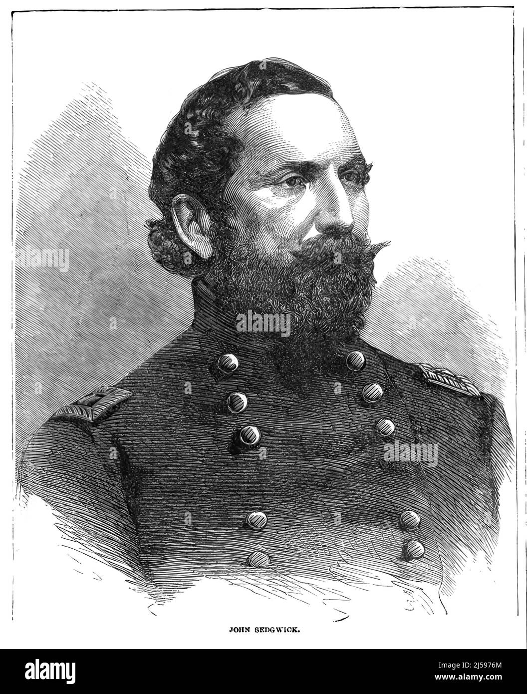 Portrait of John Sedgwick, Union Army Major General in the American Civil War. 19th century illustration Stock Photo