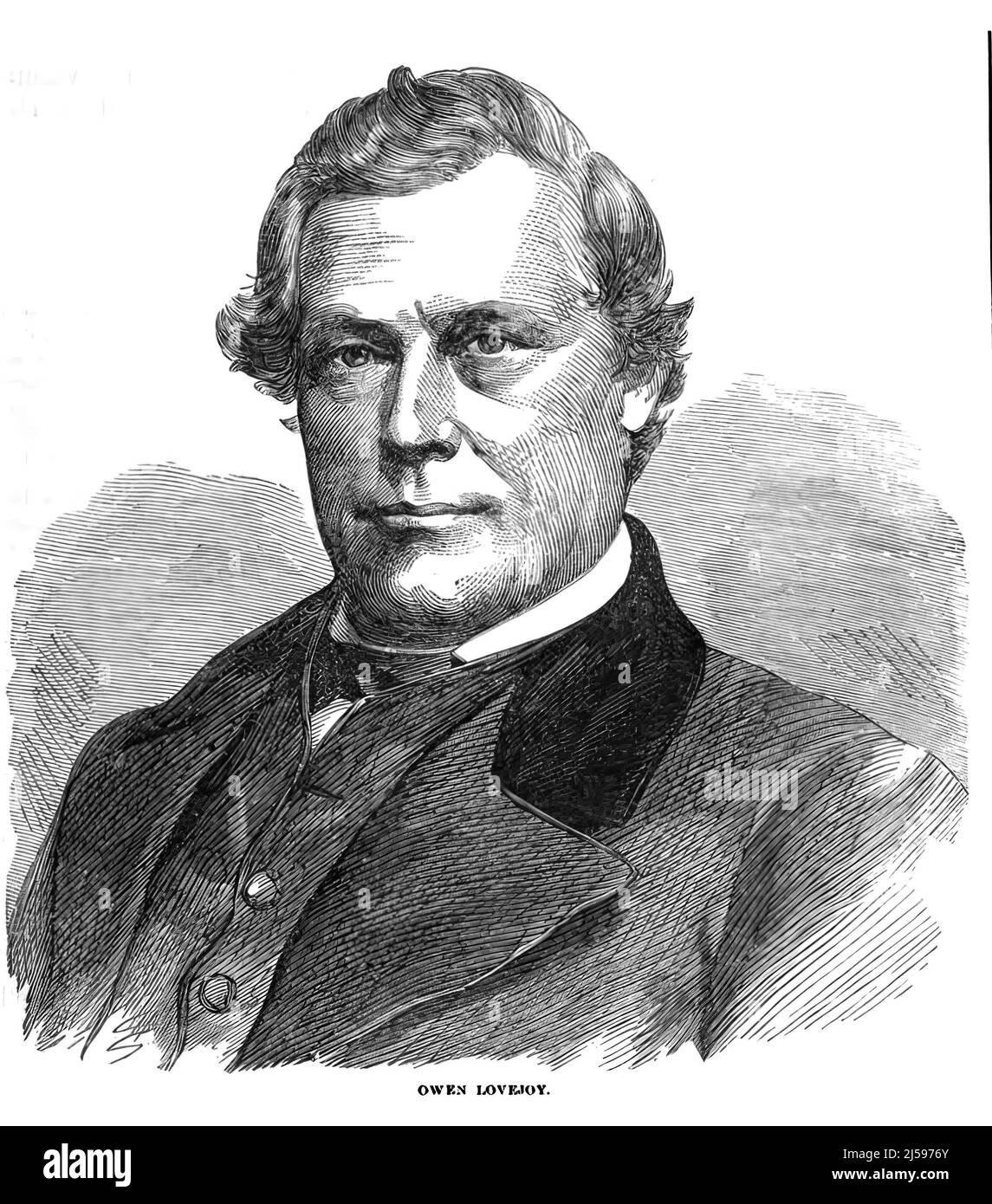 Portrait of Owen Lovejoy, Congressman from Illinois, lawyer and abolitionist. 19th century illustration Stock Photo