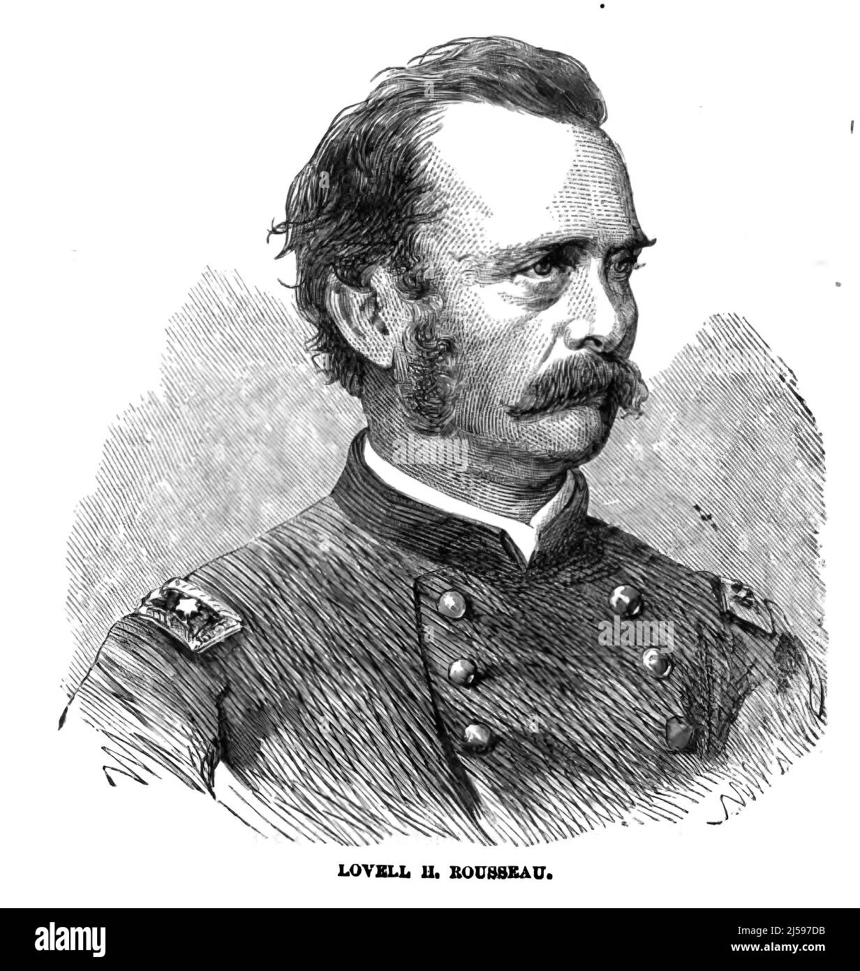 Portrait of Lovell Harrison Rousseau, Union Army General in the American Civil War. 19th century illustration Stock Photo