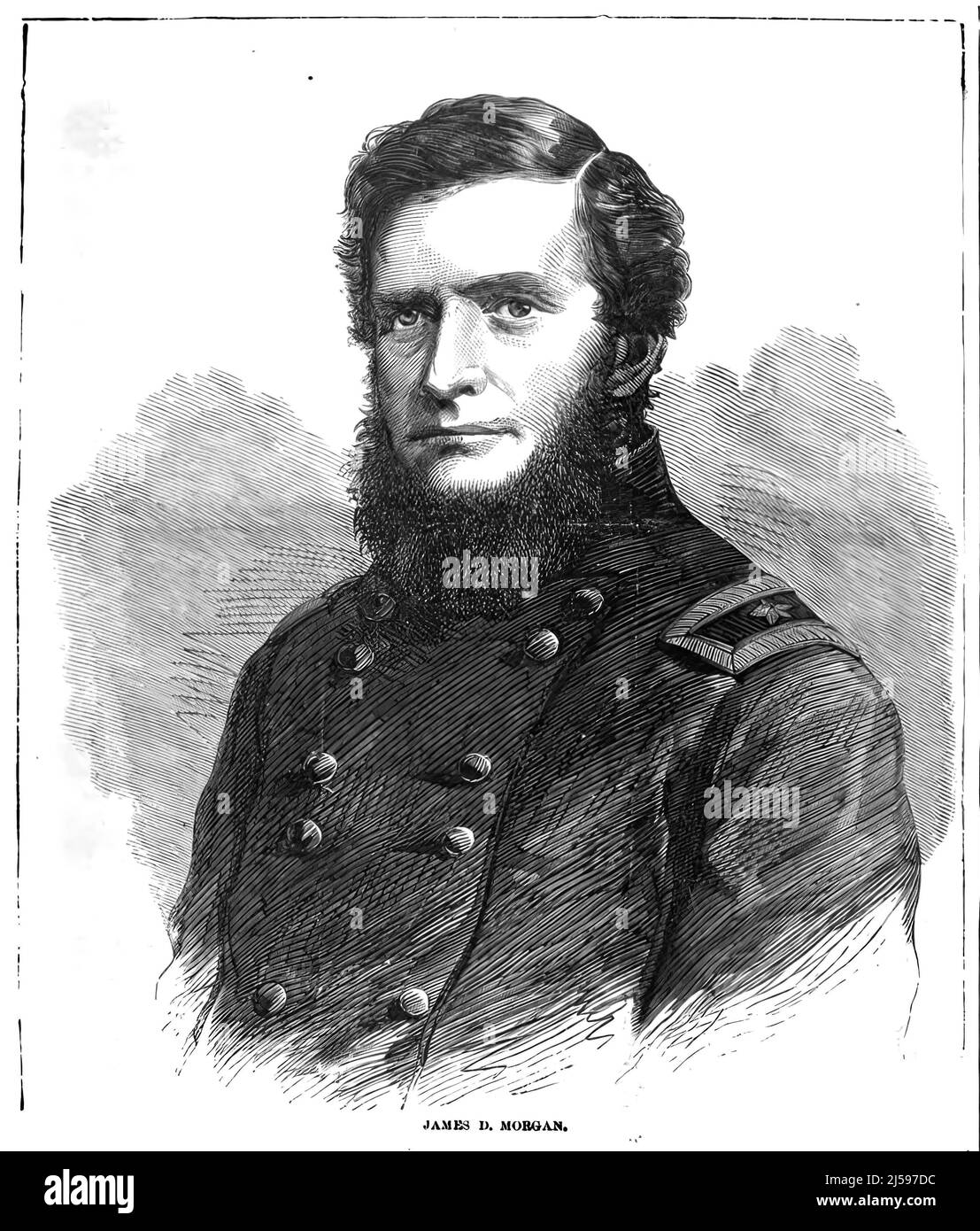 Portrait of James Dada Morgan, Union Army General in the American Civil War. 19th century illustration Stock Photo