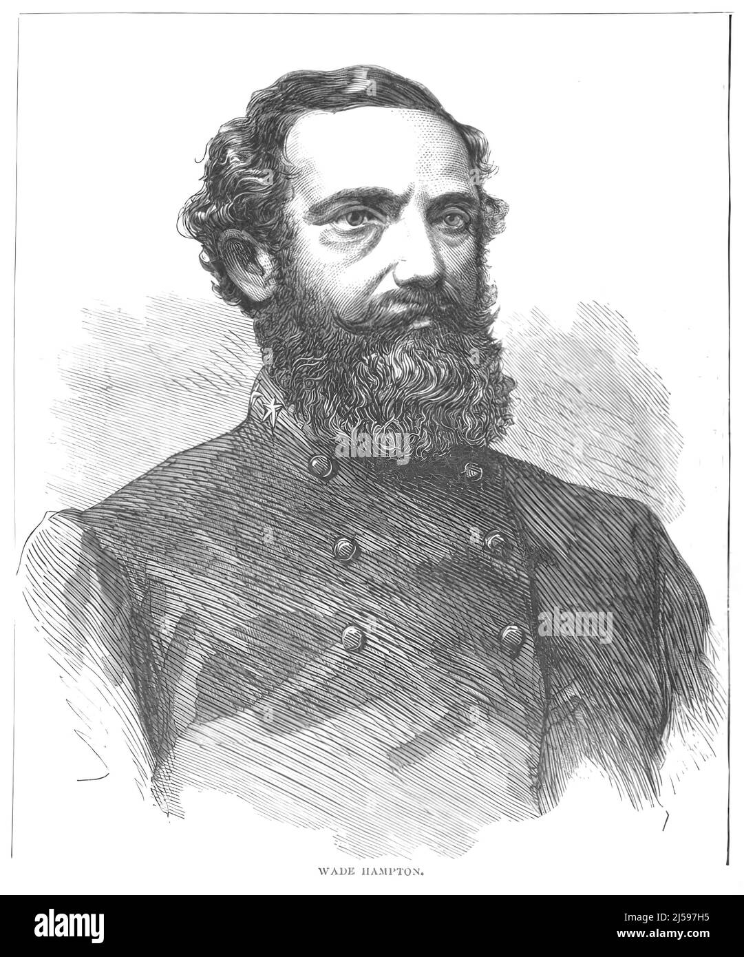 Portrait of Wade Hampton III, Confederate Army General in the American Civil War. 19th century illustration Stock Photo