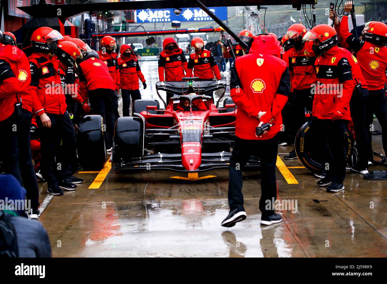 Scuderia Ferrari ambiance pitstop training during the Formula 1 Grand Premio del Made in Italy e dell Emilia Romagna 2022 4th round of the 2022 FIA Formula One World Championship on the Imola Circuit