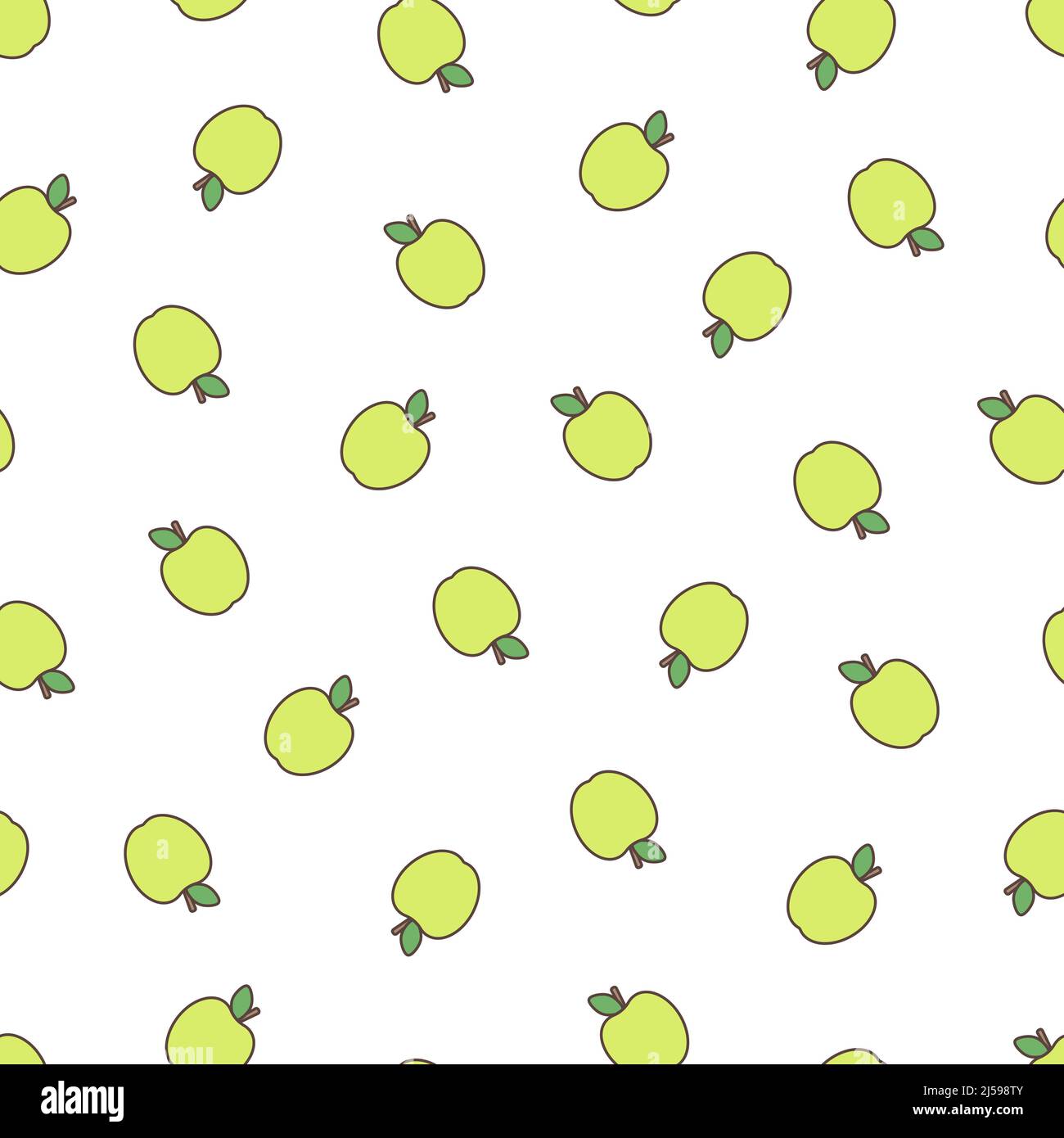 Seamless bright pattern with whole green apples Stock Vector