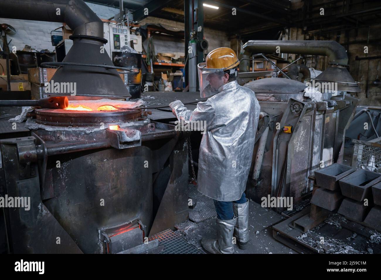 Germany, Hamburg, foundry, production of cast from metals, for the heating fossil gas is used Stock Photo