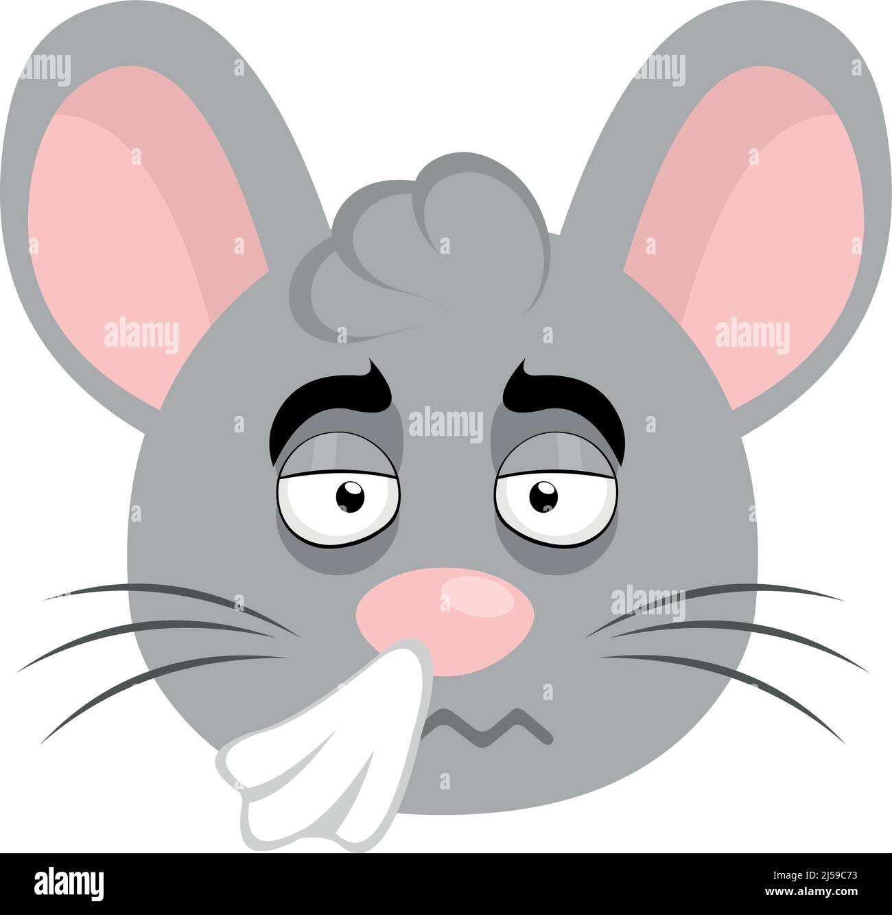 Vector illustration of the face of a cold cartoon mouse with a handkerchief  on his nose Stock Vector Image & Art - Alamy