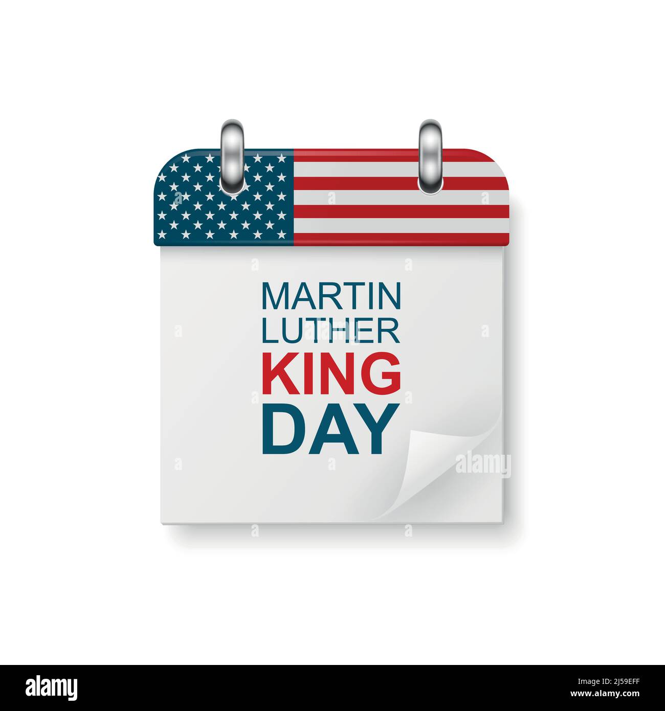 Vector 3d Realistic Martin Luther King Day Paper Classic Simple Minimalistic Calendar with US
