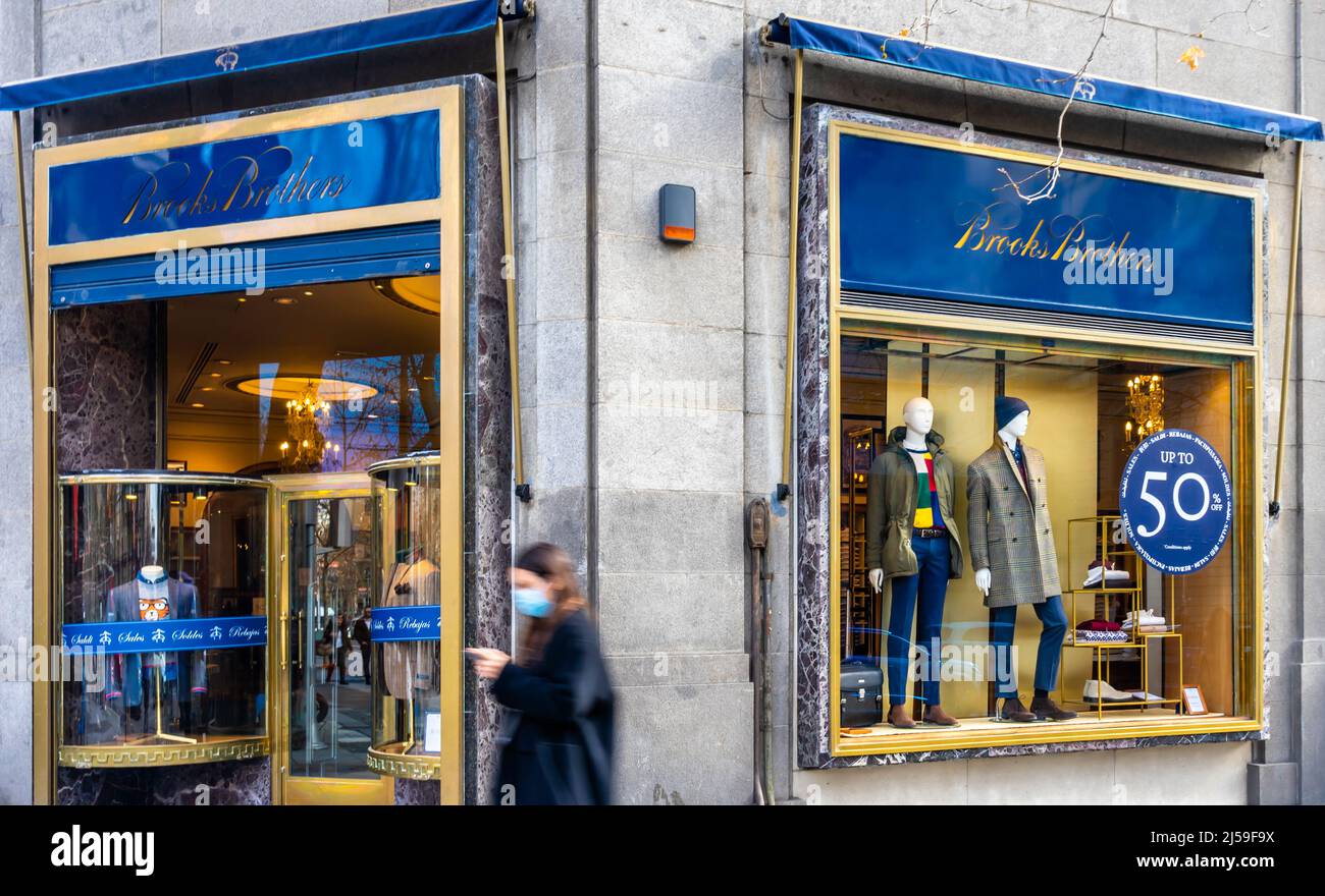 Brooks Brothers mens fashion clothing store on Calle Serrano 14, now  permanently closed. Madrid, Spain Stock Photo - Alamy