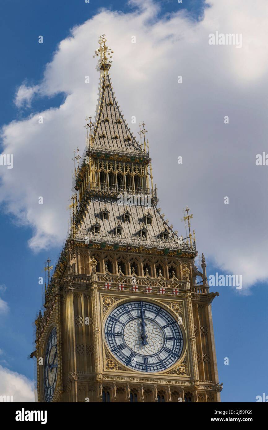 Clock face housing Big Ben, London England Stock Photo