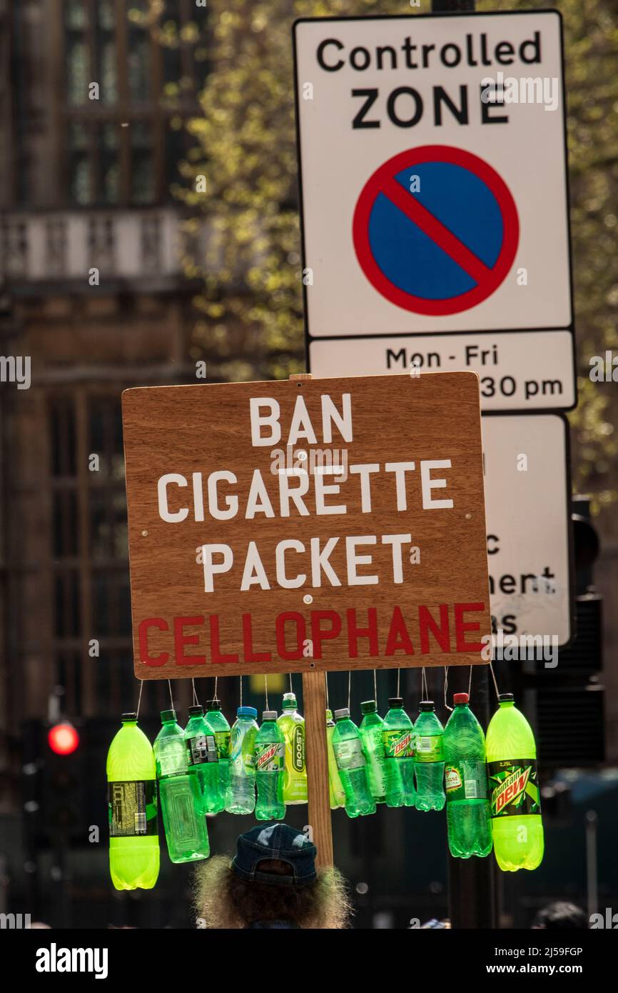 Colourful demonstration against cigarette smoking in London, England