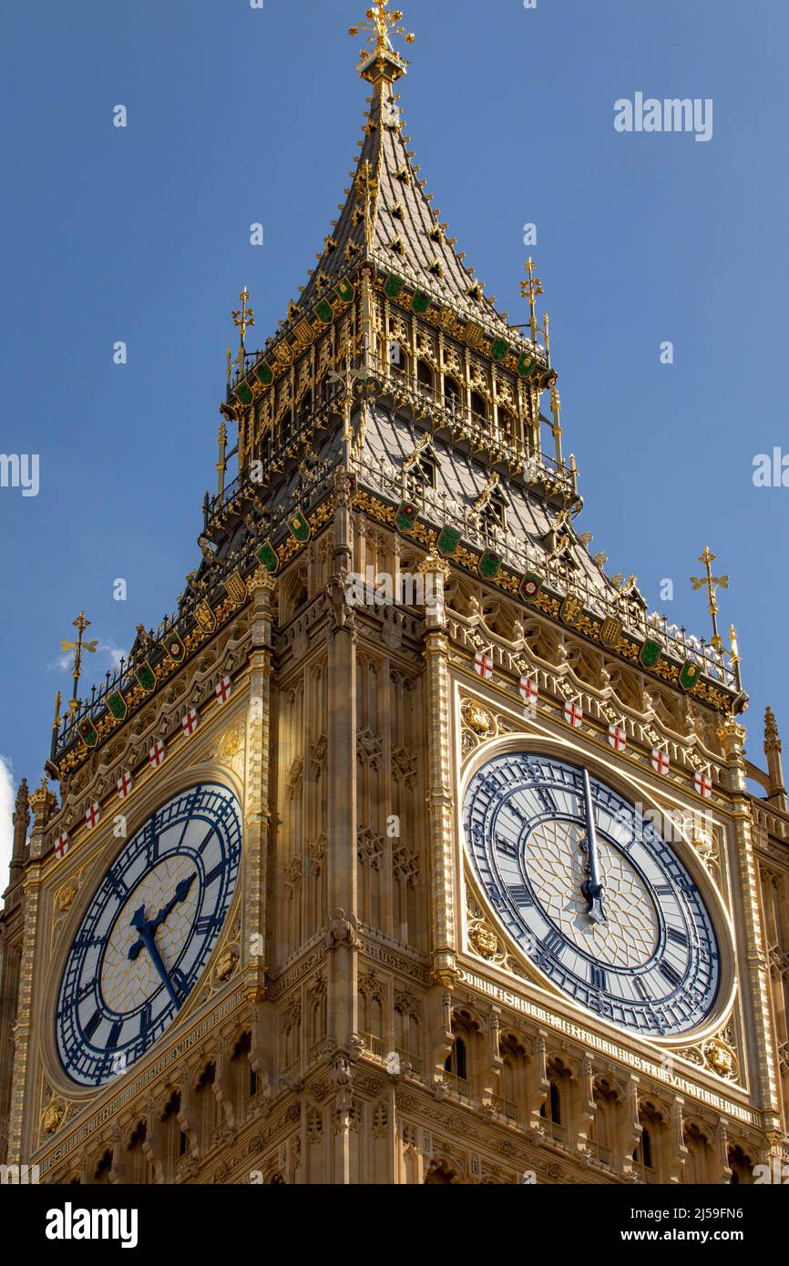 Clock face housing Big Ben, London England Stock Photo