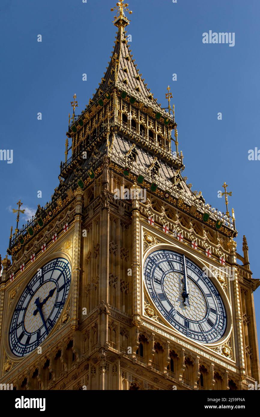 Clock face housing Big Ben, London England Stock Photo