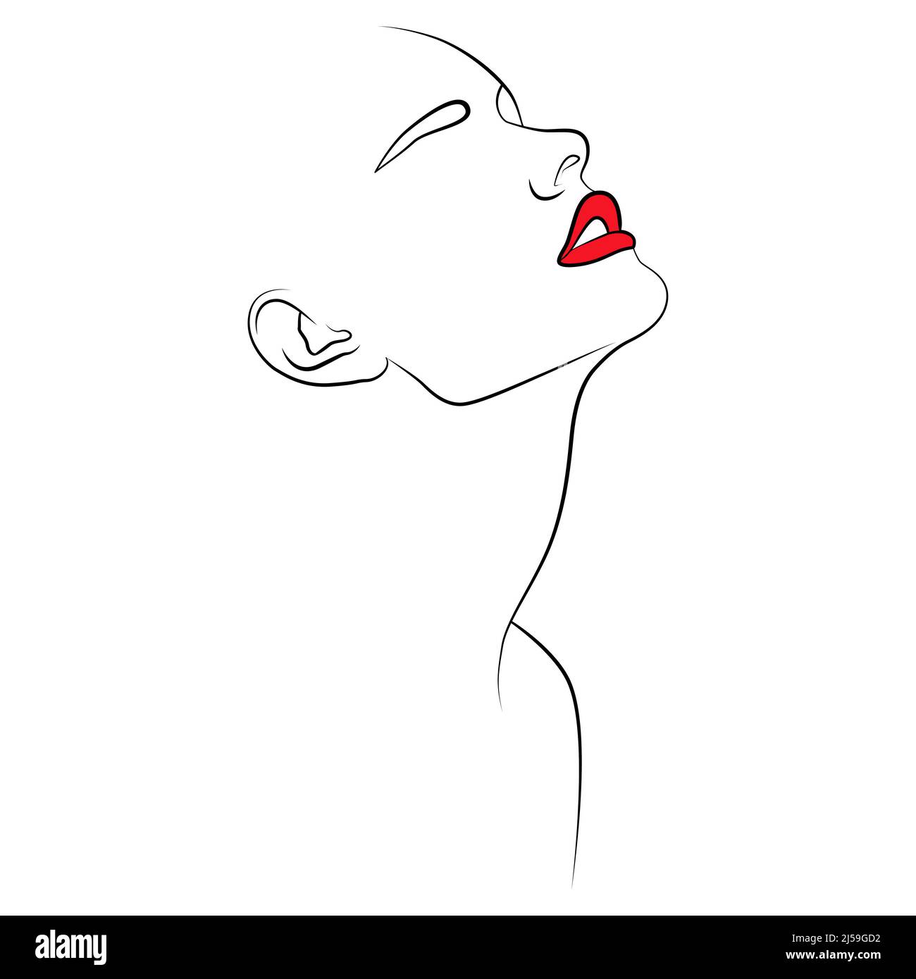 Drawing an abstract face with a seamless pattern with red lips. The