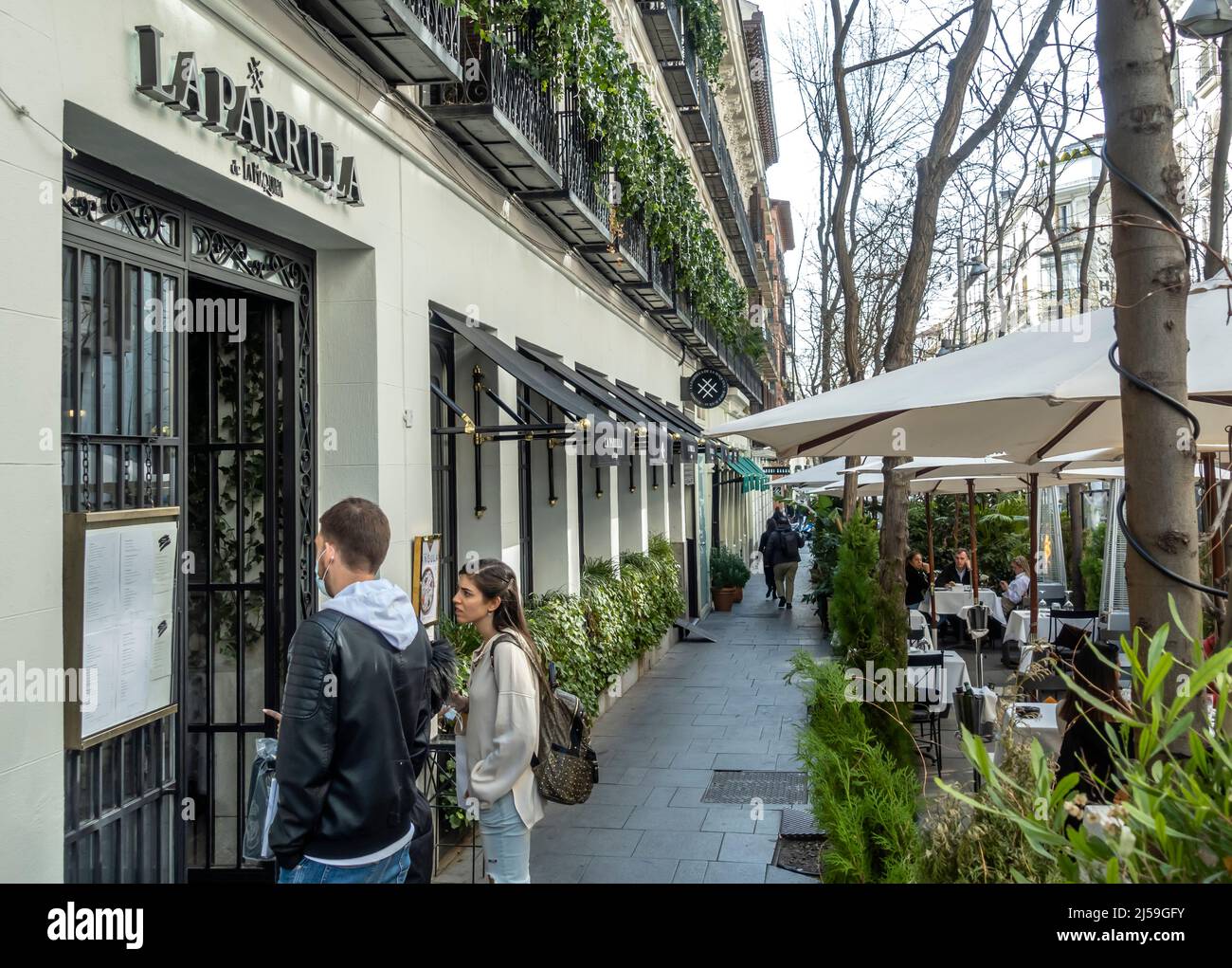 The Grill of Salamanca - Barrio de Salamanca Restaurant. La Parrilla  restaurant Madrid, Spain Stock Photo - Alamy