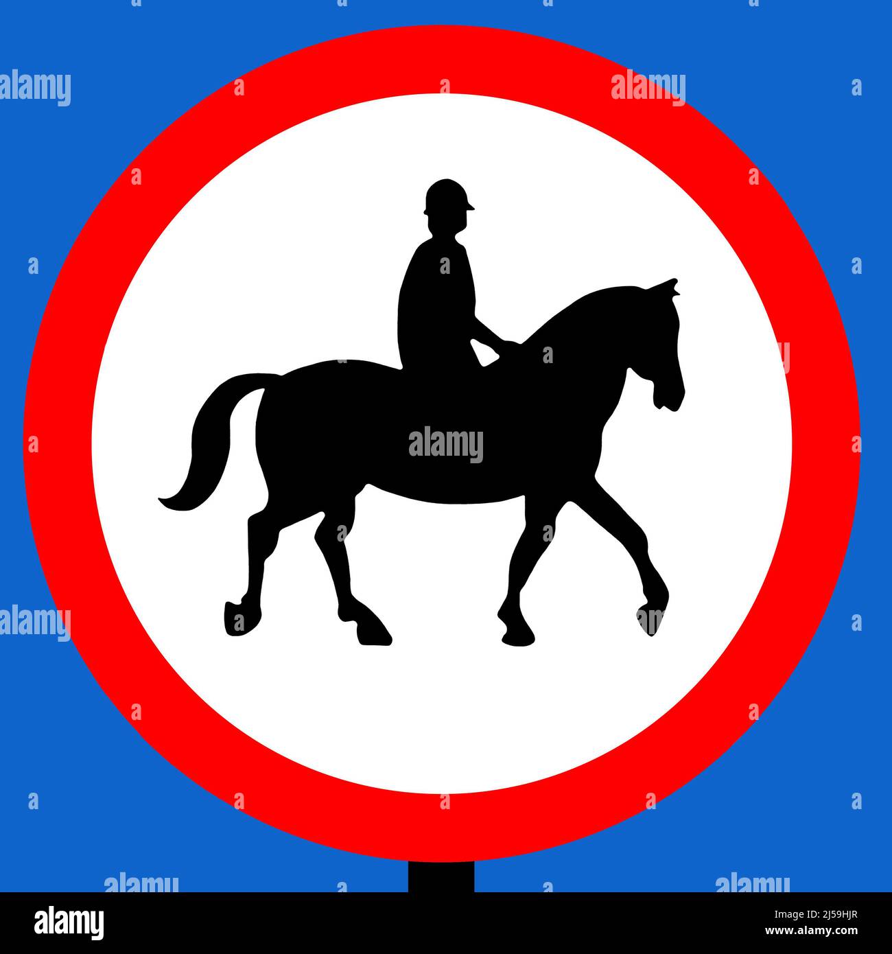 Order sign no ridden or accompanied horses on this road Stock Photo