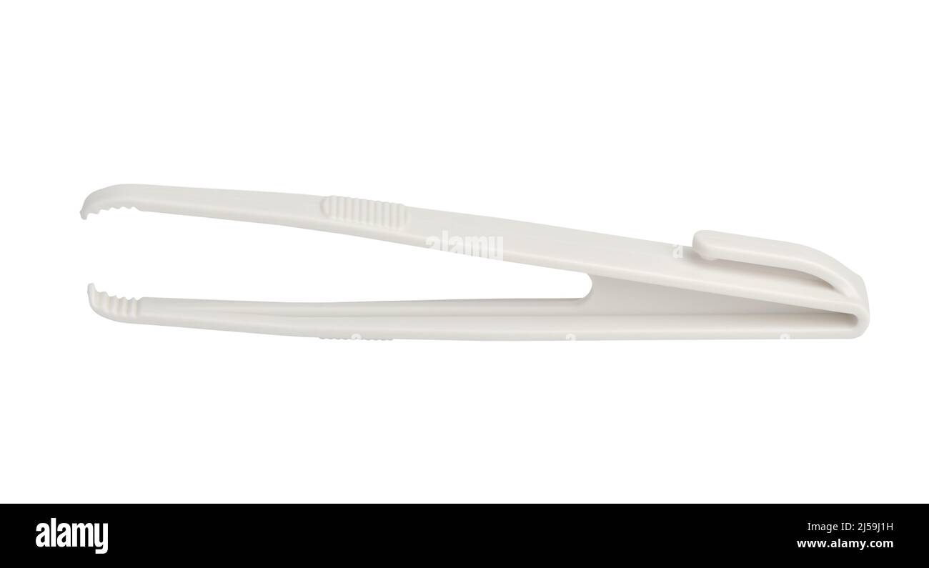 Plastic tweezers closeup isolated on white background Stock Photo Alamy