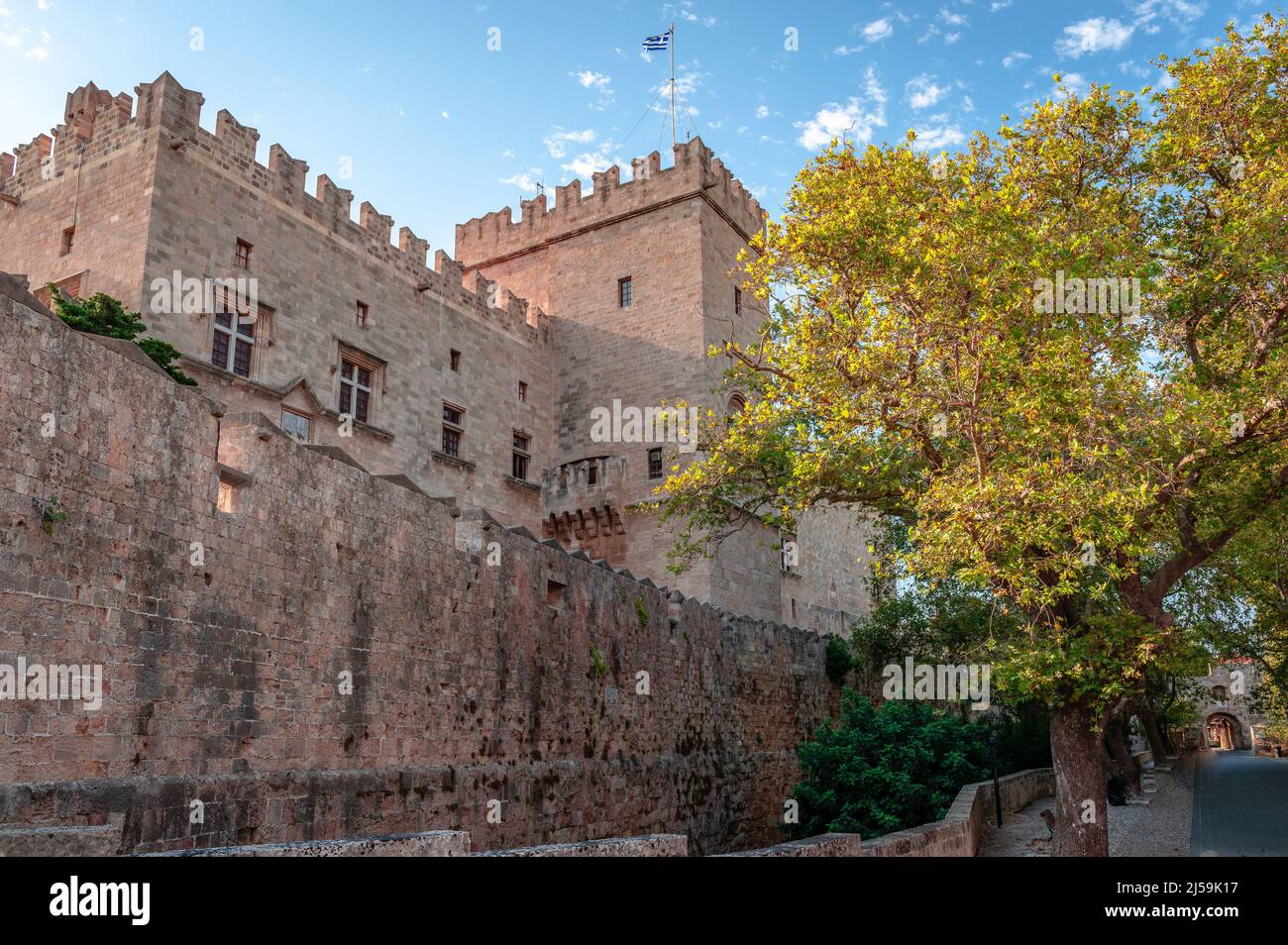 The Palace of the Grand Master of the Knights of Rhodes in the medieval city of Rhodes, Greece. Stock Photo