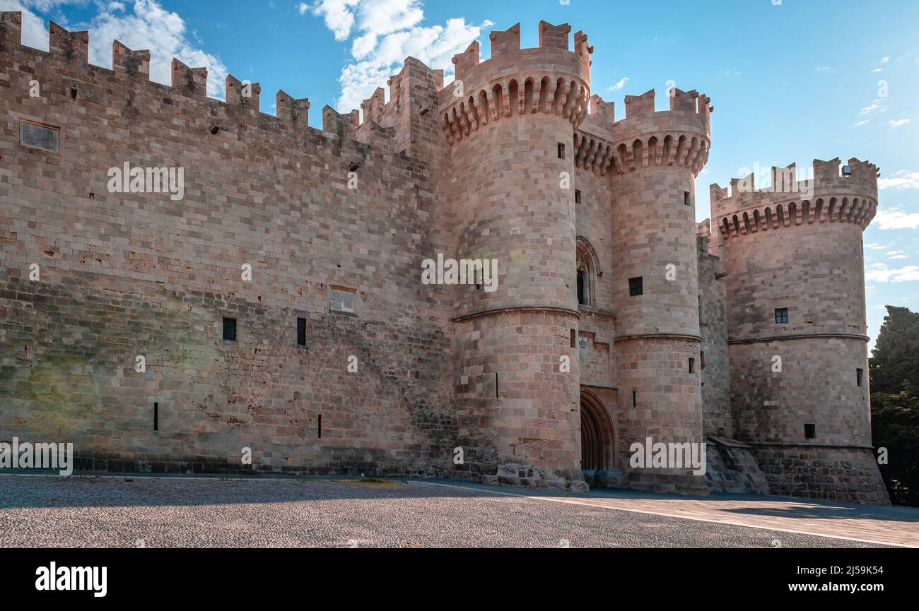 The Palace of the Grand Master of the Knights of Rhodes in the medieval city of Rhodes, Greece. Stock Photo