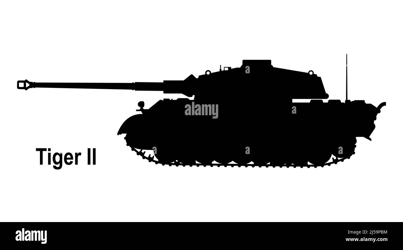 Tiger tank. Tank icon. Vector illustration. Tiger German tank. Tank silhouette Stock Vector