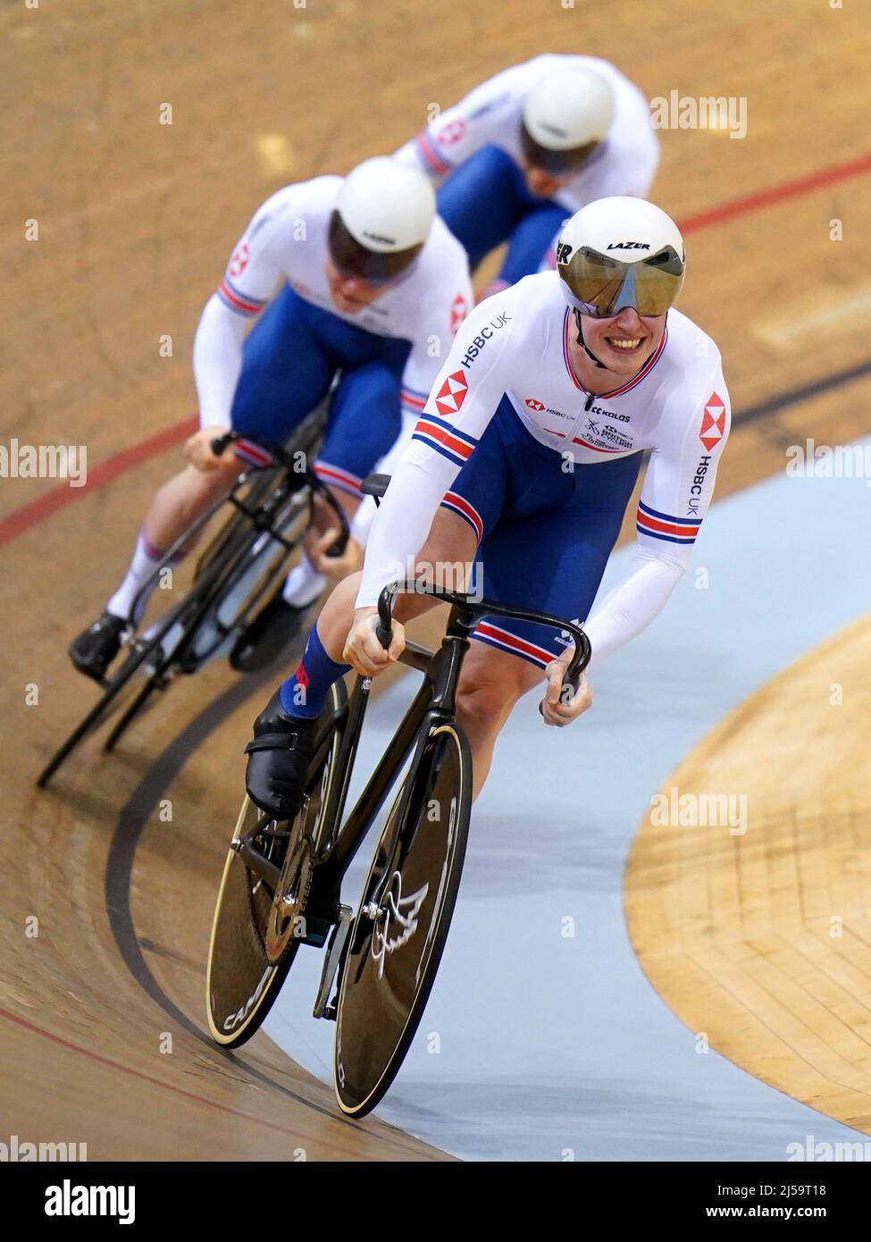 Great Britain's Alistair Fielding, Jack Carlin and Joseph Truman in