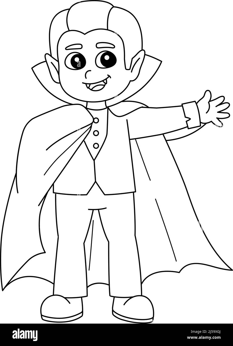 Vampire Halloween Coloring Page Isolated for Kids Stock Vector