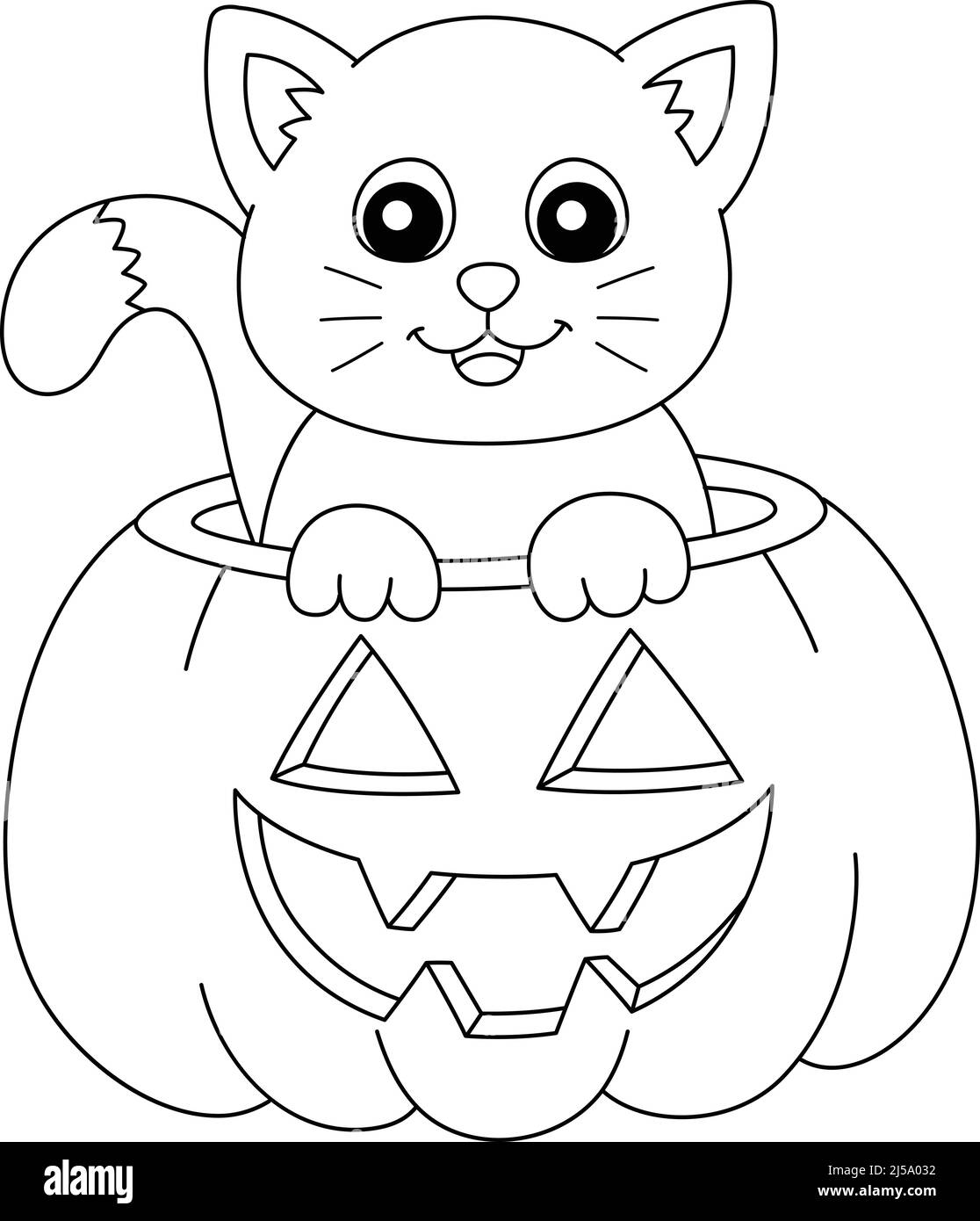 Pumpkin Cat Halloween Coloring Page Isolated Stock Vector Image & Art