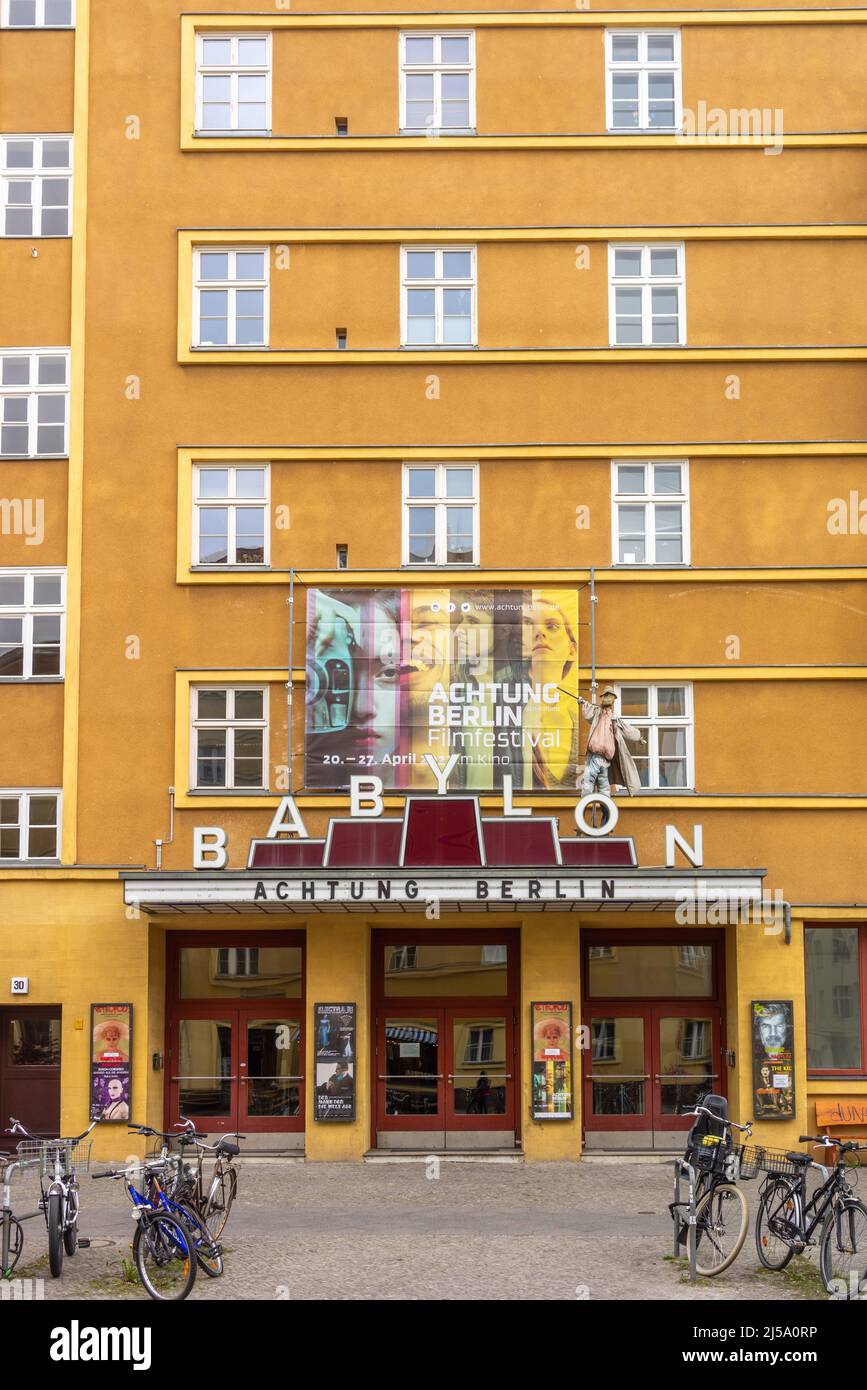 Babylon cinema (Kino Babylon) - iconic art house cinema inside a listed building on Rosa-Luxemburg Platz, Berlin Mitte district, Berlin, Germany, EU Stock Photo
