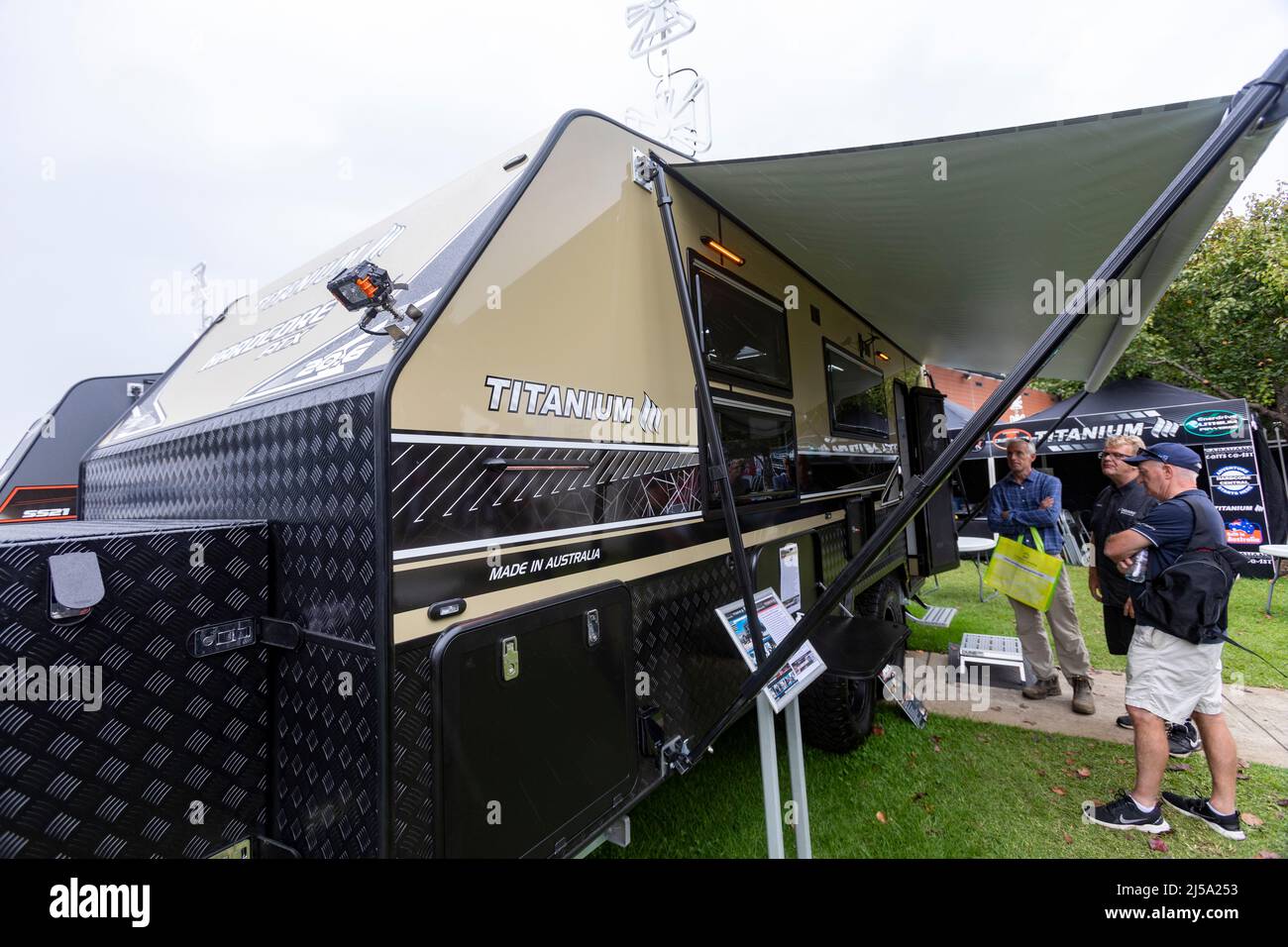 Titanium camper trailer caravan on display at the Sydney caravan and
