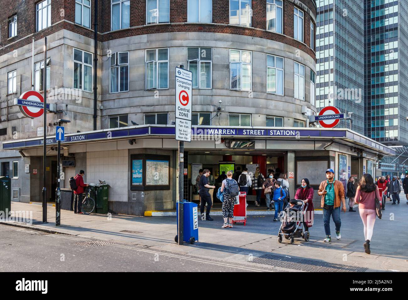 The entrance to Warren Street underground station on Tottenham Court Road, London, UK Stock Photo
