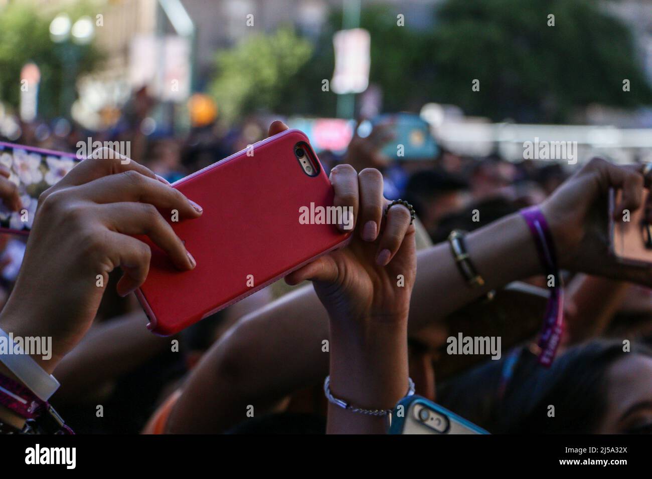 Fans at the Neon Desert music festival in El Paso, Texas Stock Photo