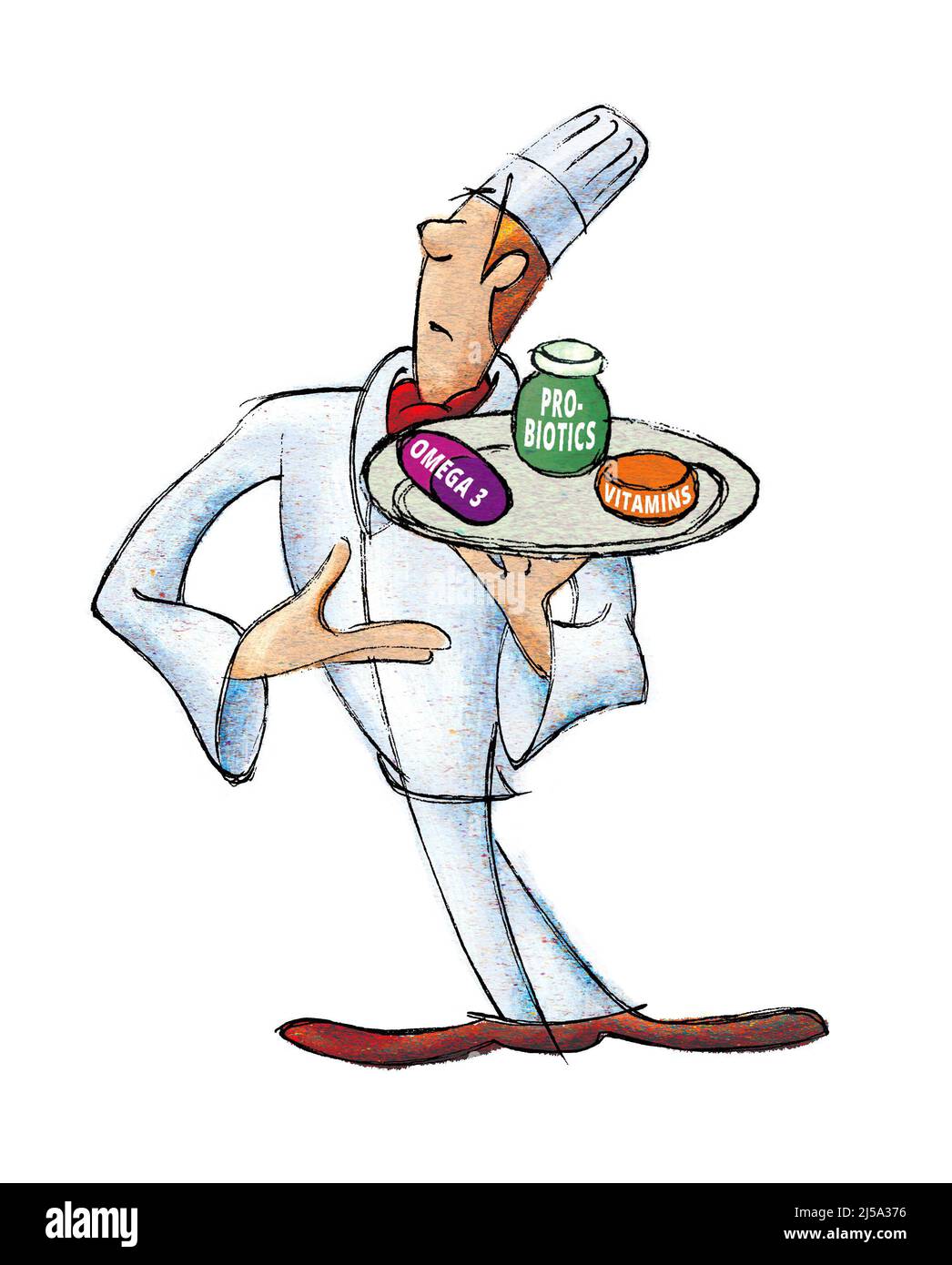 Chef serves dietary supplements , vitamins , omega 3 , probiotics