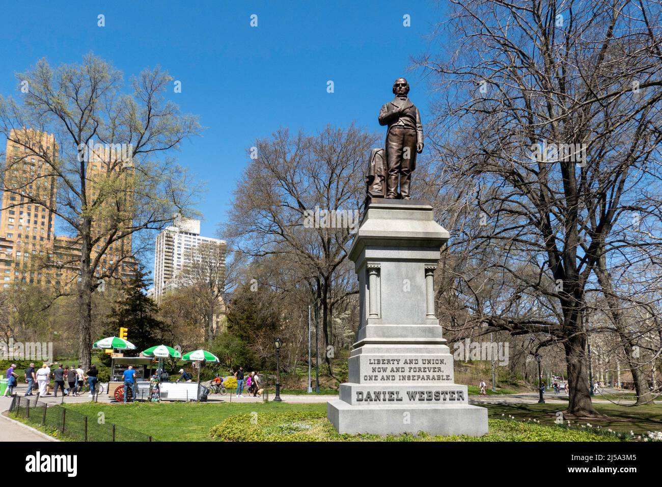The larger-than-life-size bronze sculpture of Daniel Webster is located in Central Park, New York City, USA  2022 Stock Photo
