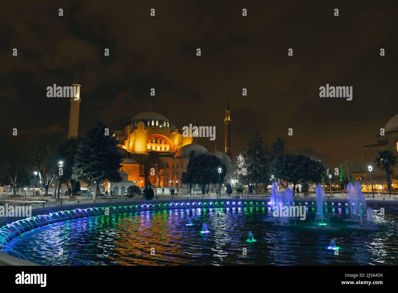 Hagia Sophia or Ayasofya at night in winter. Istanbul background photo ...