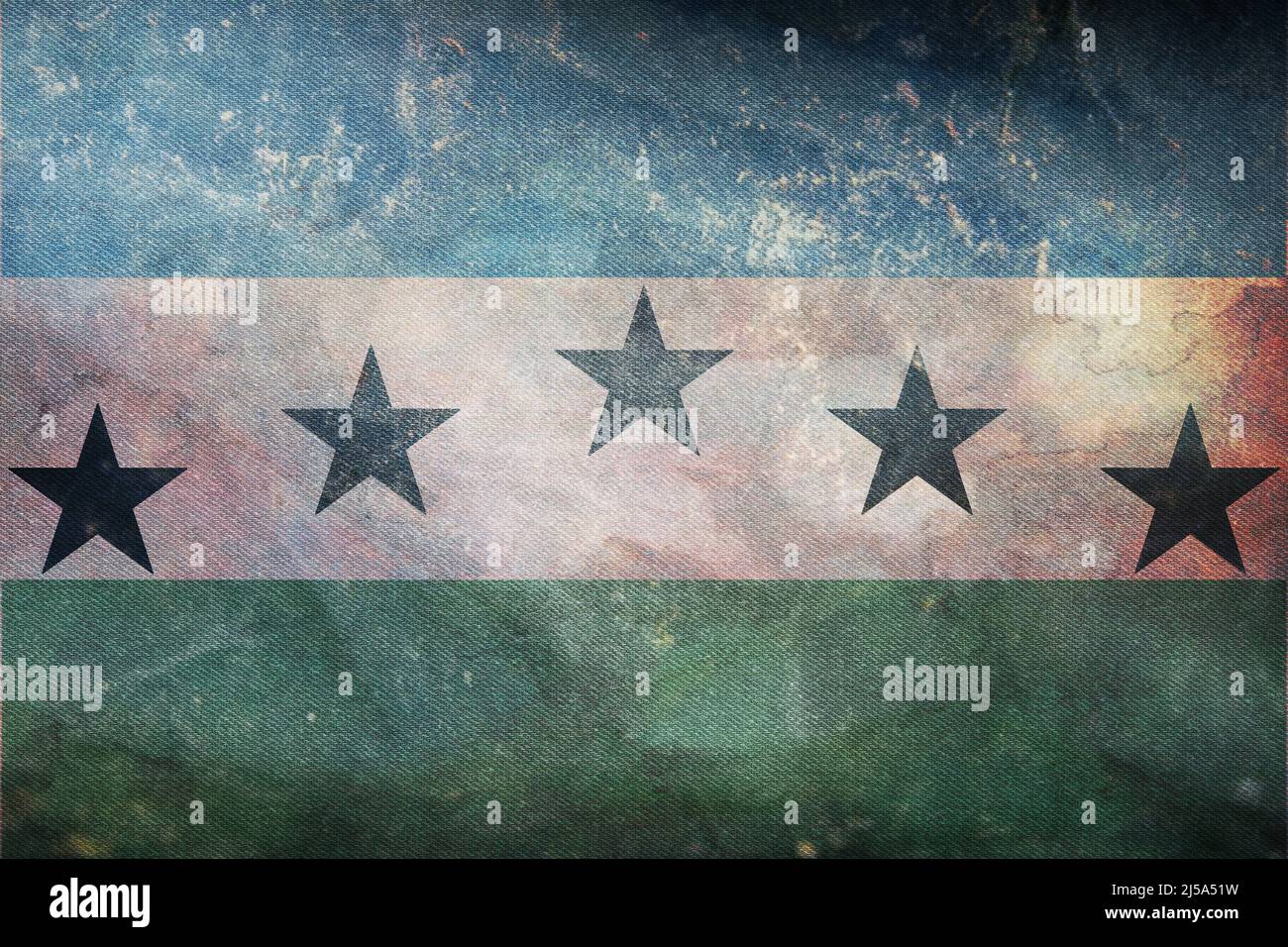 Top view of retro flag of Firestone, Colorado, untied states of America with grunge texture. USA patriot and travel concept. no flagpole. Plane design Stock Photo
