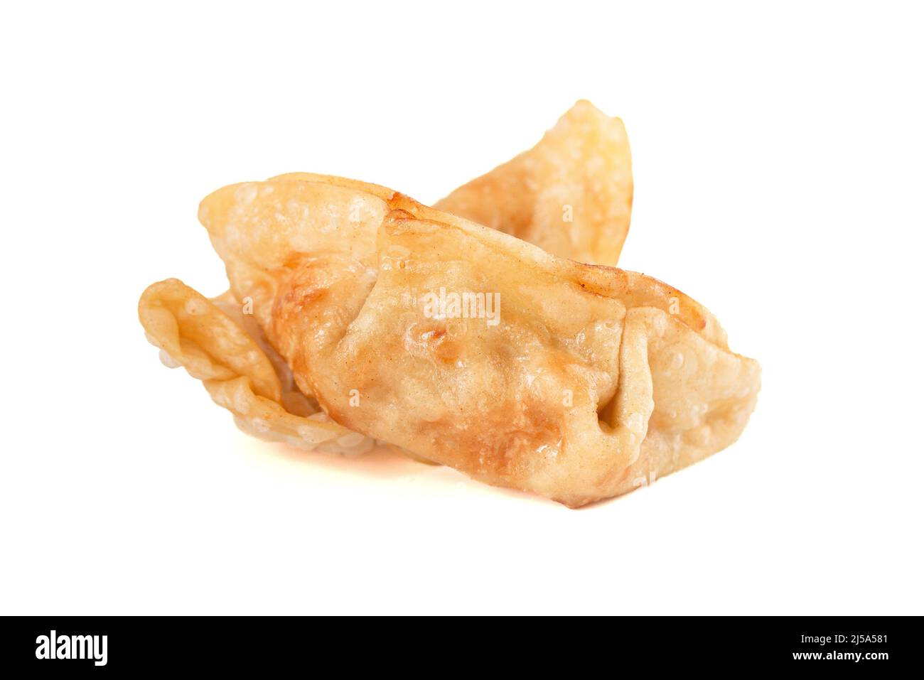 Two Potsticker Dumplings Isolated on a White Background Stock Photo - Alamy