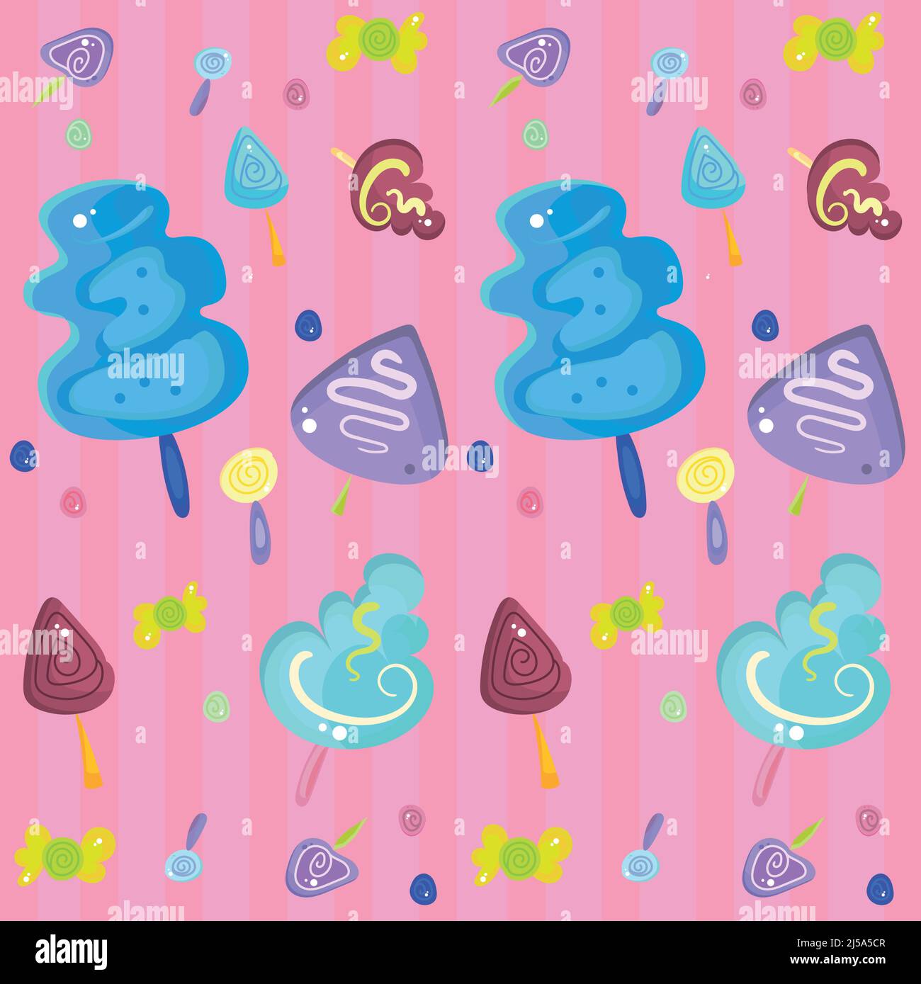 Colored pattern background with popsicles and ice creams Vector Stock Vector