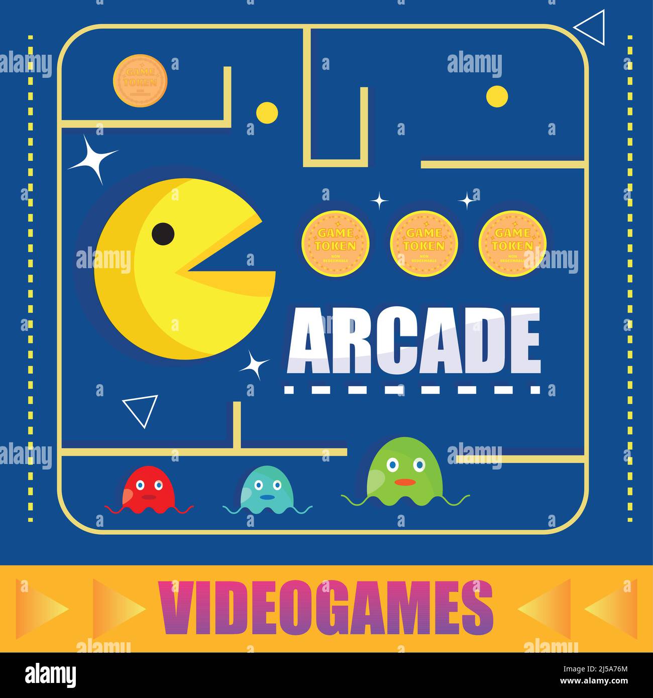 Arcade videogame scenario with text Videogame Vector Stock Vector Image ...