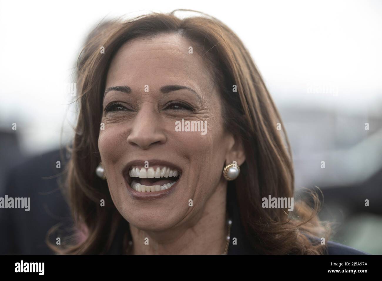 United States Vice President Kamala Harris arrives in San Francisco on Thursday, April 21, 2022. Harris is visiting the University of California San Francisco Medical center and the EMBRACE program of prenatal and postnatal care for black women. Credit: Terry Schmitt/Pool via CNP Stock Photo