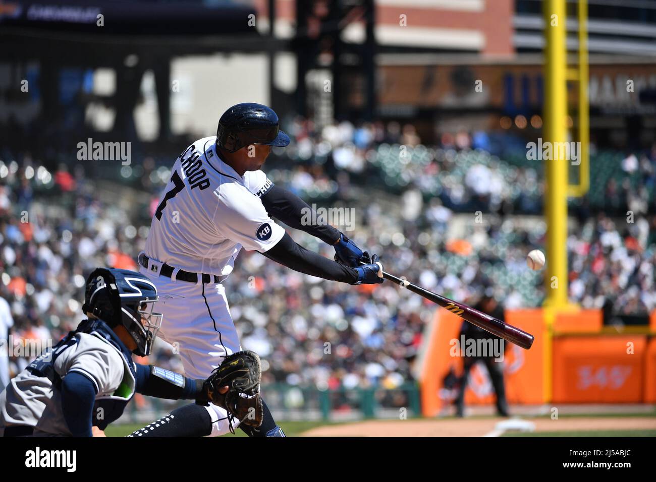 DETROIT, MI - APRIL 21: Detroit Tigers SP Michael Pineda (56) in action  during the game between New York Yankeesand Detroit Tigers on April 21, 2022  at Comerica Park in Detroit, MI (