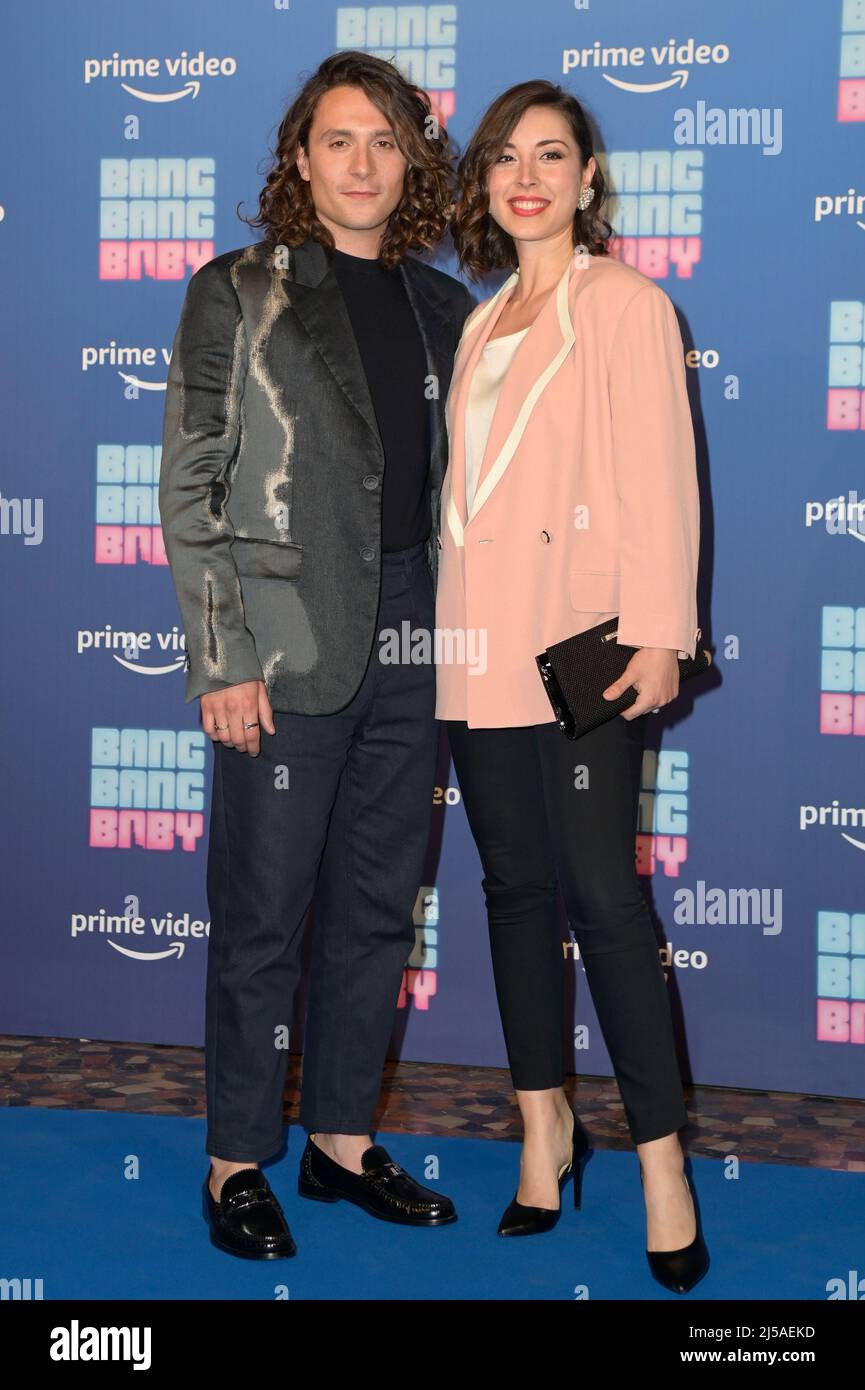 Giuseppe De Domenico and Roberta Catanese attend the blu carpet of the  premiere of Prime Video series Bang Bang Baby at The Space Moderno Cinema.  (Photo by Mario Cartelli / SOPA Images/Sipa