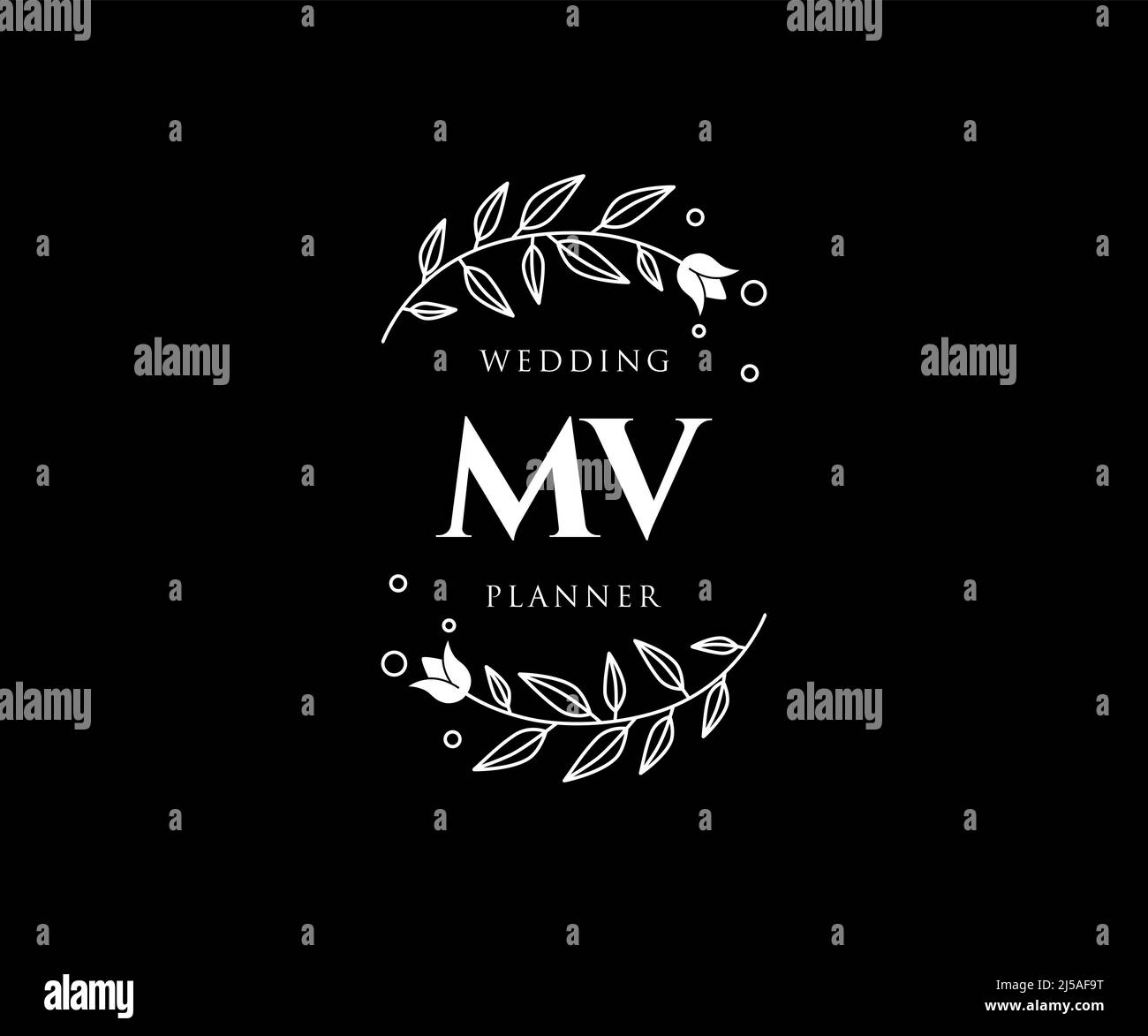 MV Initials letter Wedding monogram logos collection, hand drawn modern