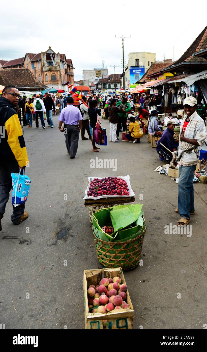 The vibrant Analakely Market in Antananarivo, Madagascar. Stock Photo